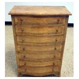 1130	ITALIAN SERPENTINE FRONT INLAID CHEST	ITALIAN SERPENTINE FRONT INLAID 7 DRAWER CHEST, APPROXIMA