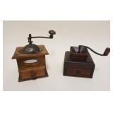 1152	2 ANTIQUE TABLE TOP COFFEE GRINDERS	2 ANTIQUE TABLE TOP COFFEE GRINDERS
