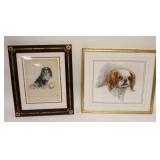 1172	DOG ARTIST SIGNED WATERCOLOR & PRINT	DOG ARTIST SIGNED WATERCOLOR & PRINT, WATERCOLOR FRAME MIS