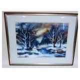 1180	LARGE ABSTRACT WATERCOLOR OF STREAM & FORREST	LARGE ABSTRACT WATERCOLOR OF STREAM & FORREST SIG