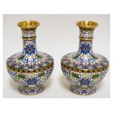 1188	PAIR OF CLOISONNE VASES	PAIR OF CLOISONNE VASES, APPROXIMATELY 6 1/2 IN HIGH