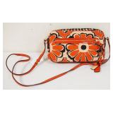 1192	COACH FLORAL BAG WITH KEY CHAIN CARD CASE	ORANGE, TAN AND BLACK COACH FLORAL BAG WITH KEY CHAIN