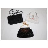 1193	3 VINTAGE BEADED BAGS	3 VINTAGE BEADED BAGS, WHITE ONE IS BY REAL POINTE BEAVIAS FRANCE, VANESS