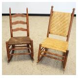 1233	PAIR OF COUNTRY ROCKERS	PAIR OF COUNTRY ROCKERS, ONE W/TIGER MAPLE FRAME