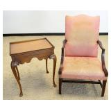 1234	KITTENGER ARM CHAIR & LAMP TABLE	KITTENGER ARM CHAIR & QUEEN ANNE STYLE LAMP TABLE, UPHOLSTERY 