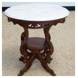 1235	ANTIQUE WALNUT OVAL MARBLE TOP PARLOR TABLE	ANTIQUE WALNUT OVAL MARBLE TOP VICTORIAN PARLOR TAB