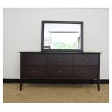 1005	BARONET MODERN STYLE 6 DRAWER CHEST W/MIRROR, CHEST APPROXIMATELY 63 IN X 20 IN X 30  IN HIGH