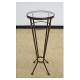 1021	PEDESTAL GLASS TOP TABLE, APPROXIMATELY 14 IN X 36 IN