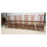 1027	SET OF 6 CANAL DOVER SOLID CHERRY MISSION STYLE HIGH BACK DINING CHAIRS, 2 ARM & 4 SIDE