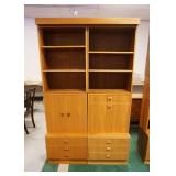1033	DANISH WALNUT MODULAR WALL UNIT W/HOODED TOP LIGHTING, APPROXIMATELY 48 IN X 16 IN X 78 IN HIGH