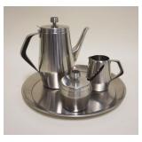 1042	CONTINENTAL STAINLESS MIDCENTURY MODERN TEASET, JAPAN