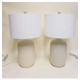 1044	PAIR OF MODERN STYLE POTTERY TABLE LAMPS, APPROXIMATELY 27 IN HIGH