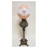 1046	FANCY VICTORIAN BANQUET LAMP W/CORINTHIAN COLUMN CENTER & CLAW FOOT BASE, APPROXIMATELY 34 IN H