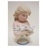 1057	VICTORIAN BISQUE FIGURE OF CHILD LEARNING ALPHABET, APPROXIMATELY 12 IN HIGH