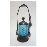 1059	VICTORIAN PICKLE CASTER, SILVERPLATE W/BLUE HOBNAIL GLASS INSERT, WILCOX SILVERPLATE, APPROXIMA