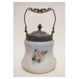 1064	VICTORIAN GLASS BISCUIT JAR, APPROXIMATELY 10 1/2 IN HIGH