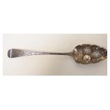1077	ORNATE CONTINENTAL SILVER SPOON W/EMBOSSED DESIGNS, 1.38 OZT, TOUCH MARKS ON REVERSE