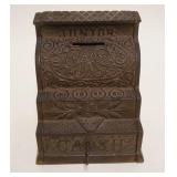 1079	ANTIQUE CAST IRON BANK, CASH REGISTER *JUNIOR* W/KEY, J&E STEVENS CO, APPROXIMATELY 4 IN X 4 1/
