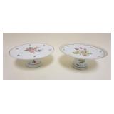 1087	2 CHINA CAKE STANDS, RICHARD GINORI ITALY & VICTORIAN GARDEN, LARGEST APPROXIMATELY 10 1/2 IN X