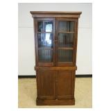 1094	PINE COUNTRY KITCHEN CUPBOARD W/2 GLASS DOORS OVER 2 WOOD DOORS, APPROXIMATELY 34 IN X 13 IN X 