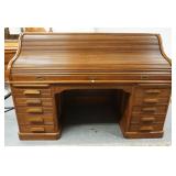 1096	SOLID WALNUT VICTORIAN ROLL TOP DESK W/PANELED SIDES & BACK, APPROXIMATELY 36 IN X 73 IN X 50 I
