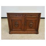 1101	VICTORIAN WALNUT MARBLE TOP SIDEBOARD, 2 DRAWERS OVER 2 DOORS, APPROXIMATELY 50 IN X 19 IN X 36