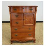 1104	OAK LEXINGTON BONNET HIGH CHEST, APPROXIMATELY 36 IN X 21 IN X 52 IN HIGH