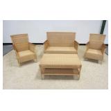 1113	4 PIECE WOVEN COUNTRY CASUAL PATIO SET INCLUDING TABLE, 2 ARM CHAIRS & SETTEE, SETTEE APPROXIMA