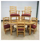1114	BAUSMAN & CO FRENCH FINE BENCH MADE COUNTRY TABLE W/6 CHAIRS, 2 ARM & 4 SIDE, TABLE HAS PULL OU