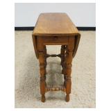 1119	MAHOGANY ONE DRAWER GATE LEG TABLE, OPEN APPROXIMATELY 24 IN X 34 IN X 29 IN, CLOSED APPROXIMAT