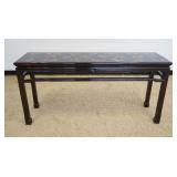 1123	ASIAN STYLE LACQUERED CONSOLE, HALL OR SOFA TABLE, APPROXIMATELY 66 IN X 18 IN X 32 IN HIGH