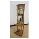 1131	OAK HALL RACK W/COAT HOOKS & UMBRELLA STAND, APPROXIMATELY 25 IN X 12 IN X 80 IN HIGH