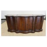 1132	SIDEBOARD W/INSET MARBLE TOP, BANDED & INLAID DRAWERS, APPROXIMATELY 83 IN X 22 IN X 38 IN HIGH