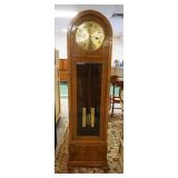 1136	GERMAN DOME TOP GRANDFATHERS CLOCK LEIBINGER MAHOGANY CASE, APPROXIMATELY 18 IN X 10 IN X 75 IN