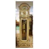 1137	TALL CASE GRANDFATHERS CLOCK W/CORINTHIAN COLUMNS & PAINT DISTRESSED FINISH, ELITE CLOCK MOVEME