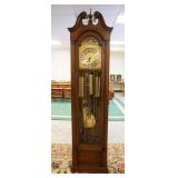 1138	COLONIAL GRANDFATHERS CLOCK W/MOON DIAL & CHERRY CASE, APPROXIMATELY 21 IN X 12 IN X 79 IN