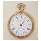 1165	ELGIN POCKET WATCH, FAHYS MONTAUK CASE, MISSING CRYSTAL, MINUTE & SECOND HANDS, FOR PARTS OR RE