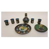 1172	LOT OF ASSORTED CLOISONNE PIECES, LARGEST TRAY APPROXIMATELY 5 IN