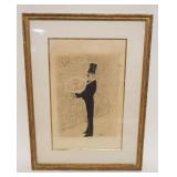 1221	ARTIST SIGNED ETCHING OF GENTLEMAN W/TOP HAT, APPROXIMATELY 15 IN X 20 IN