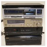 1253	LOT OF ASSORTED AUDIO EQUIPMENT INCLUDING ONKYO DX-C390 DISC PLAYER, LUXMAN K-105 TAPE DECK, SO