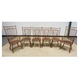 1146A	SET OF 6 WINDSOR STYLE S BENT & BROS CHAIRS, SOLID OAK, 4 SIDE & 2 ARM, ARMCHAIR APPROXIMATELY
