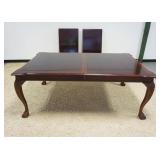 1146B	MAHOGANY CHIPPENDALE STONELEIGH FURNITURE CO BALL & CLAW FOOT DINING TABLE W/2 LEAVES, TABLE A