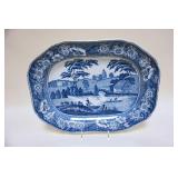 1009	ANTIQUE BLUE TRANSFER PLATTER, APPROXIMATELY 16 IN X 12 IN