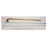 1013	AMBER GLASS CANE/WALKING STICK & 2 PARADE CANES, TALLEST APPROXIMATELY 38 IN