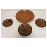 1024	REDWARE PIE PLATES, LOT OF 4, ALL WITH LOSSES, LARGEST APPROXIMATELY 16 IN