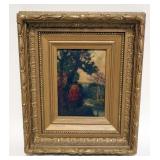 1044	ANTIQUE OIL PAINTING ON BOARD, LANSCAPE, UNSIGNED, APPROXIMATELY 13 IN X 15 IN OVERALL