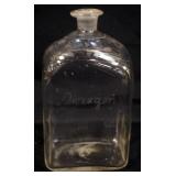 1052	ANTIQUE APOTHACARY DIOXOGEN ETCHED BOTTLE WITH PONTIL MARK ON BASE AND GILT DECORATED, APPROXIM