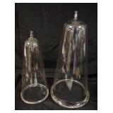 1054	ANTIQUE GLASS APOTHECARY CONICAL GLASS COVERS, LARGEST ONE APPROXIMATELY 21 IN H, TIP CHIPPED O