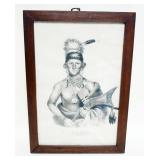 1055	FRAMED ENGRAVING OF AP-PA-NOO-SE SAUKI INDIAN CHIEF, APPROXIMATELY 14 IN X 20 IN