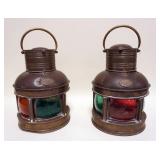 1060	PAIR OF CONTEMPORARY BASS SHIPS PORT LAMPS, APPROXIMATELY 13 IN H